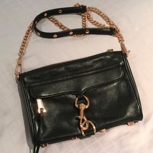 Rebecca Minkoff Black and Rose Gold Mini MAC Bag